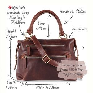 The Leather Store UK Hampton Leather Zip Pocket Handbag